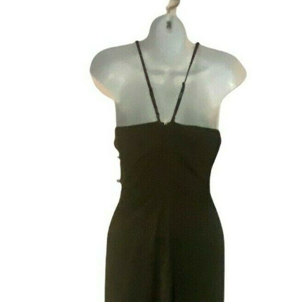 Laundry Shelli Segal Satin Slitted Evening Gown Black Formal Maxi Slip Dress - Picture 8 of 10